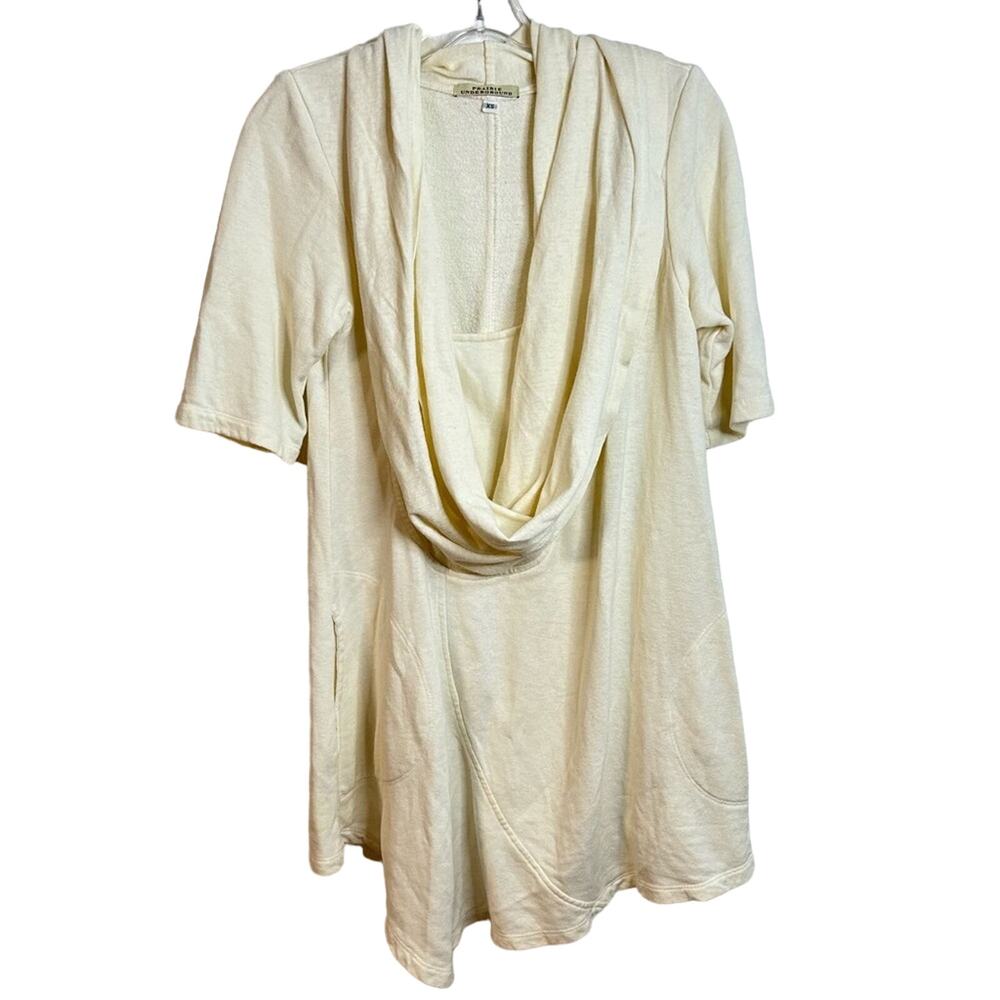 Prairie Underground Pullover Short Sleeve Sweatshirt Cowl Neck Cream Size XS